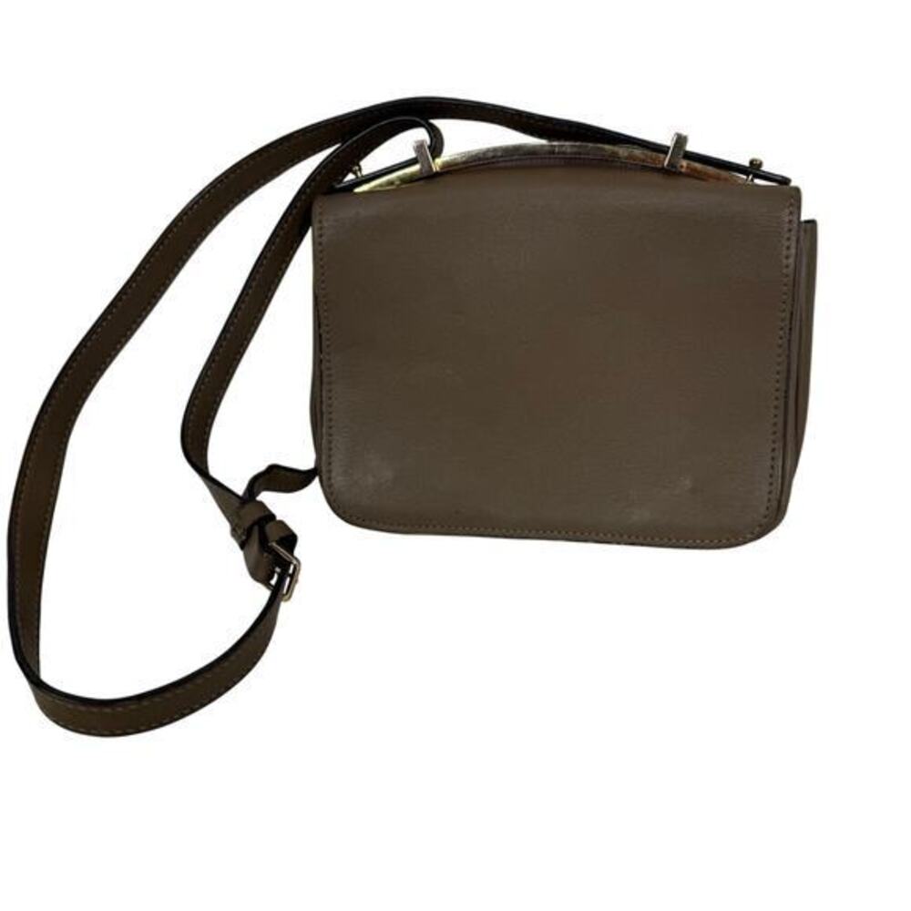 Marni Sculpture Leather Flap Olive Taupe Shoulder Bag‎
